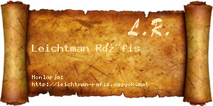 Leichtman Ráfis névjegykártya
